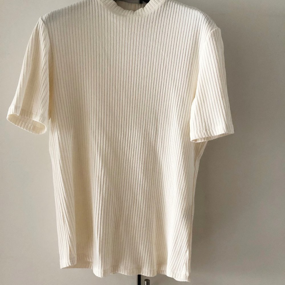 Nomia cream white ribbed shirt